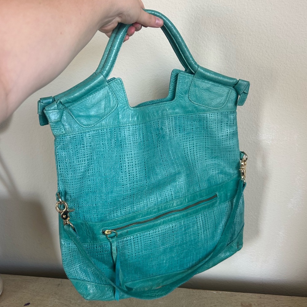 Foley & Corinna Mid City Turquoise Leather Convertible Bag - Picture 2 of 14